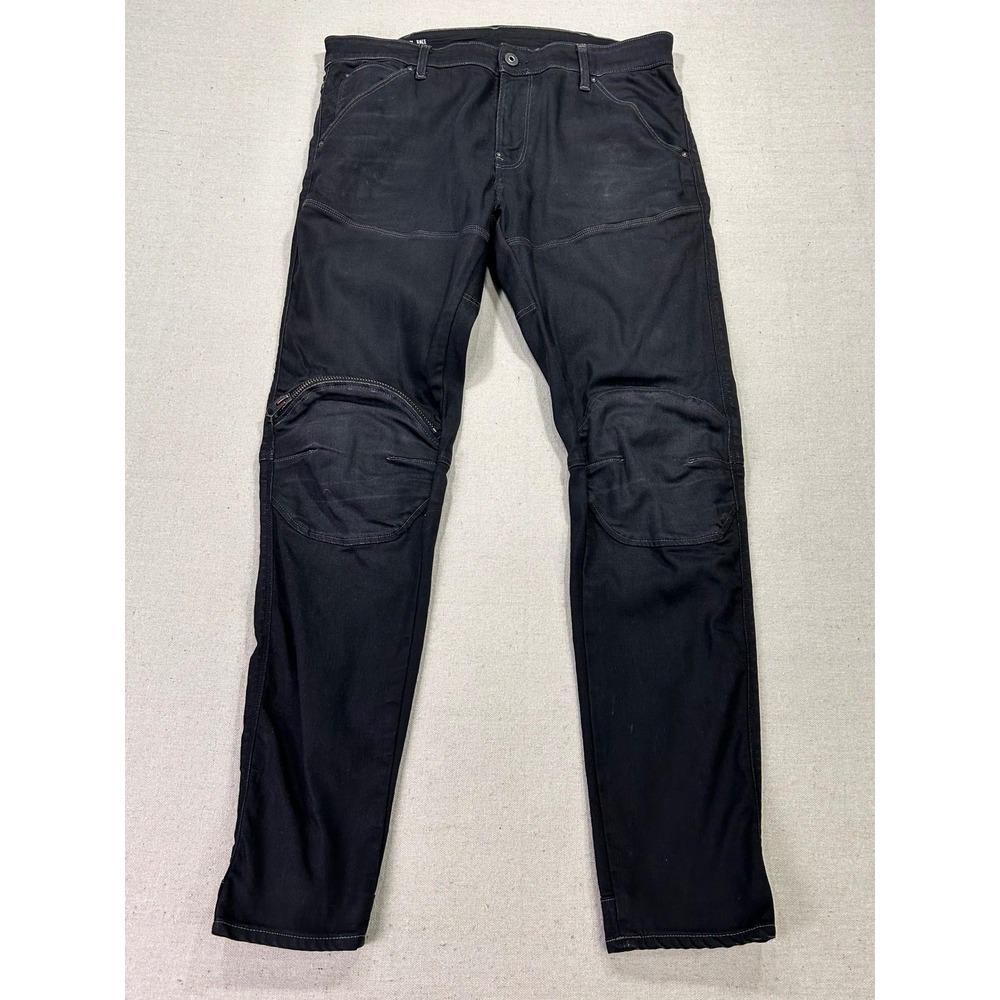 G-Star Raw 3D Zip Knee Skinny Jeans Black Mens 36x32 Biker Punk Rocker Goth